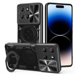 For Motorola Moto G15 CD Texture Sliding Camshield Magnetic Holder Phone Case(Black)