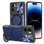 For Motorola Moto G05 CD Texture Sliding Camshield Magnetic Holder Phone Case(Blue)