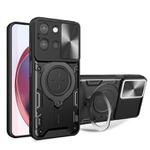 For Motorola Moto G 2025 CD Texture Sliding Camshield Magnetic Holder Phone Case(Black)