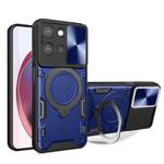 For Motorola Moto G 2025 CD Texture Sliding Camshield Magnetic Holder Phone Case(Blue)
