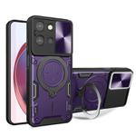 For Motorola Moto G 2025 CD Texture Sliding Camshield Magnetic Holder Phone Case(Purple)