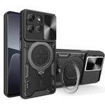 For Motorola Moto G Power 2025 CD Texture Sliding Camshield Magnetic Holder Phone Case(Black)