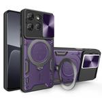 For Motorola Moto G Power 2025 CD Texture Sliding Camshield Magnetic Holder Phone Case(Purple)