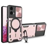 For Motorola Moto G24 Power CD Texture Sliding Camshield Magnetic Holder Phone Case(Pink)