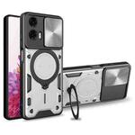For Motorola Moto G24 Power CD Texture Sliding Camshield Magnetic Holder Phone Case(Silver)