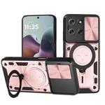 For Motorola Moto G56 5G CD Texture Sliding Camshield Magnetic Holder Phone Case(Pink)