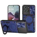 For Motorola Moto G56 5G CD Texture Sliding Camshield Magnetic Holder Phone Case(Blue)