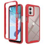 For Motorola Moto G53 Starry Sky Solid Color Shockproof TPU Clear PC Phone Case(Red)