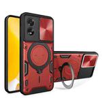 For OPPO A38 4G Global CD Texture Sliding Camshield Magnetic Holder Phone Case(Red)