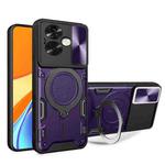 For OPPO A79 5G Global CD Texture Sliding Camshield Magnetic Holder Phone Case(Purple)