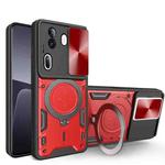 For OPPO Reno11 Pro 5G Global CD Texture Sliding Camshield Magnetic Holder Phone Case(Red)