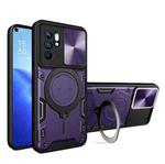 For OPPO Reno 6 4G CD Texture Sliding Camshield Magnetic Holder Phone Case(Purple)