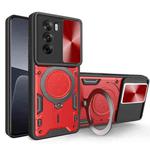 For OPPO Reno12 Pro 5G Global CD Texture Sliding Camshield Magnetic Holder Phone Case(Red)