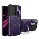 For OPPO A9 2020 / A5 2020 / A11x CD Texture Sliding Camshield Magnetic Holder Phone Case(Purple)