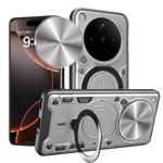 For OPPO Find X8 Pro CD Texture Sliding Camshield Magnetic Holder Phone Case(Silver)