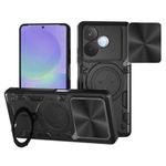 For OPPO A5 Pro 5G Global CD Texture Sliding Camshield Magnetic Holder Phone Case(Black)