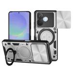 For OPPO A5 Pro 5G Global CD Texture Sliding Camshield Magnetic Holder Phone Case(Silver)