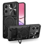 For OPPO A5 5G Global / A5x 5G CD Texture Sliding Camshield Magnetic Holder Phone Case(Black)