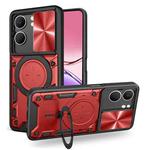 For OPPO A5 5G Global / A5x 5G CD Texture Sliding Camshield Magnetic Holder Phone Case(Red)