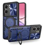 For OPPO A5 5G Global / A5x 5G CD Texture Sliding Camshield Magnetic Holder Phone Case(Blue)