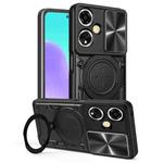 For OPPO A59 5G Global CD Texture Sliding Camshield Magnetic Holder Phone Case(Black)