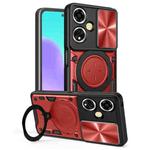For OPPO A59 5G Global CD Texture Sliding Camshield Magnetic Holder Phone Case(Red)