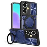For OPPO A59 5G Global CD Texture Sliding Camshield Magnetic Holder Phone Case(Blue)