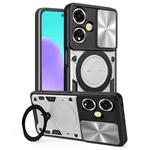 For OPPO A59 5G Global CD Texture Sliding Camshield Magnetic Holder Phone Case(Silver)