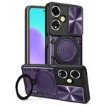 For OPPO A59 5G Global CD Texture Sliding Camshield Magnetic Holder Phone Case(Purple)