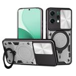 For OPPO Reno14 5G Global CD Texture Sliding Camshield Magnetic Holder Phone Case(Silver)