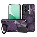 For OPPO Reno14 5G Global CD Texture Sliding Camshield Magnetic Holder Phone Case(Purple)