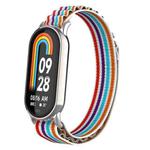 For Xiaomi Mi Band 8 Metal Plug Loop Nylon Watch Band(Silver+Colorful)