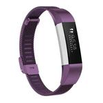 For Fitbit Alta / Alta HR / ACE Watch Button Mesh Metal Replacement Strap Watchband, Size:S(Dark Purple)