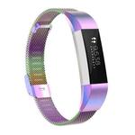 For Fitbit Alta / Alta HR / ACE Watch Button Mesh Metal Replacement Strap Watchband, Size:L(Colorful)