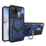 For vivo Y02 Global CD Texture Sliding Camshield Magnetic Holder Phone Case(Blue)