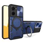 For vivo Y16 CD Texture Sliding Camshield Magnetic Holder Phone Case(Blue)
