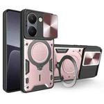 For vivo Y36 4G / 5G CD Texture Sliding Camshield Magnetic Holder Phone Case(Pink)