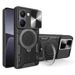 For vivo Y36 4G / 5G CD Texture Sliding Camshield Magnetic Holder Phone Case(Black)