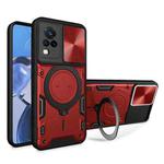 For vivo V21 CD Texture Sliding Camshield Magnetic Holder Phone Case(Red)