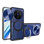 For vivo X100 5G CD Texture Sliding Camshield Magnetic Holder Phone Case(Blue)