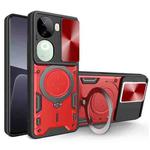 For vivo iQOO Z9s 5G CD Texture Sliding Camshield Magnetic Holder Phone Case(Red)