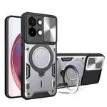 For vivo Y28 4G CD Texture Sliding Camshield Magnetic Holder Phone Case(Silver)