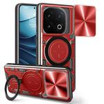 For vivo iQOO 13 CD Texture Sliding Camshield Magnetic Holder Phone Case(Red)