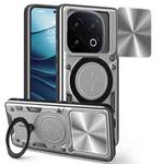 For vivo iQOO 13 CD Texture Sliding Camshield Magnetic Holder Phone Case(Silver)