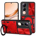 For vivo V50 Lite 4G CD Texture Sliding Camshield Magnetic Holder Phone Case(Red)