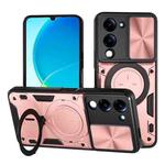For vivo Y29s 5G CD Texture Sliding Camshield Magnetic Holder Phone Case(Pink)