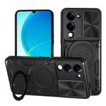 For vivo Y29s 5G CD Texture Sliding Camshield Magnetic Holder Phone Case(Black)