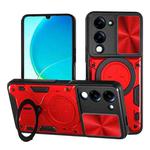 For vivo Y29s 5G CD Texture Sliding Camshield Magnetic Holder Phone Case(Red)