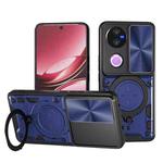 For vivo V50 5G CD Texture Sliding Camshield Magnetic Holder Phone Case(Blue)