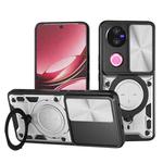 For vivo V50 5G CD Texture Sliding Camshield Magnetic Holder Phone Case(Silver)